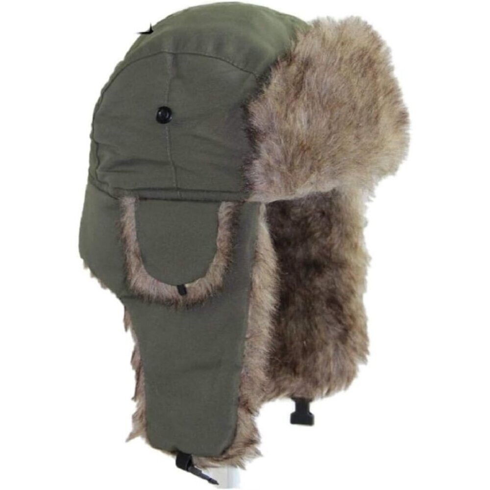 Unisex Green Russian Skiing Trooper Warm Winter Skiing Ear Flaps Trapper Hat